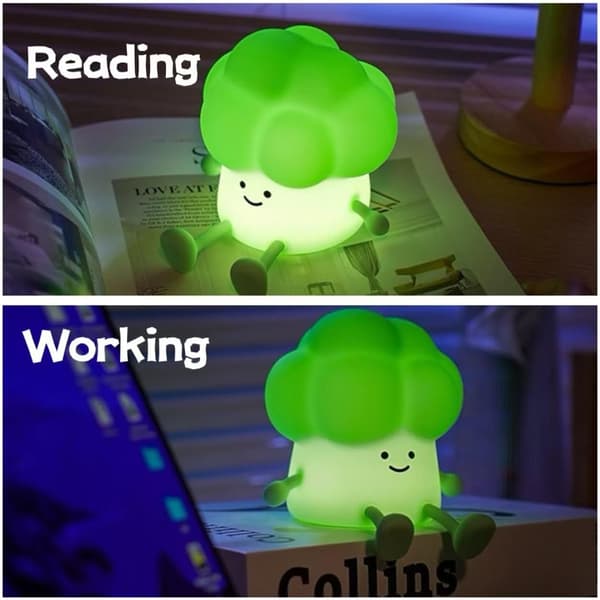 Berøringsaktiveret natlampe til børn, genopladelig sengelampe med broccoli-design