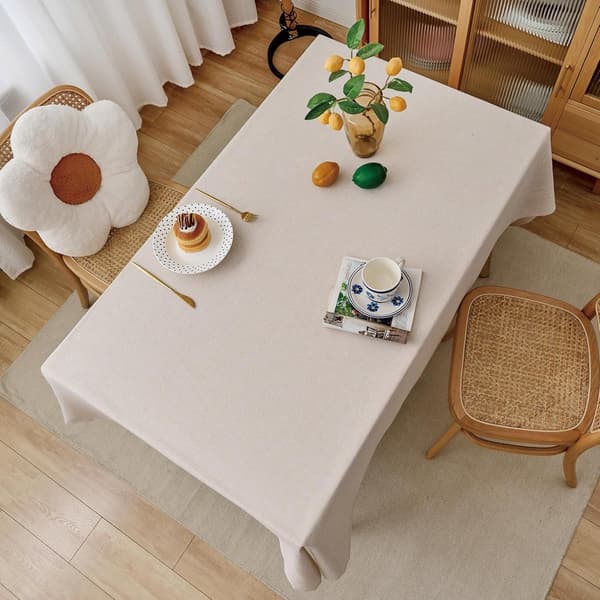 Duk 140x180 cm Vanntett Flekkbestandig Bomull Lin Rektangulær Bordduk for Spisestue Utendørsfest Bryllup