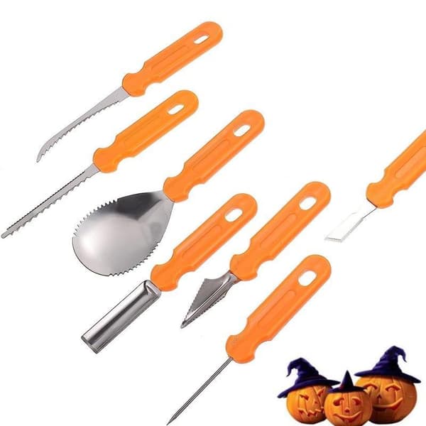 7 stk Halloween græskar udskæringsværktøjer børne græskar udskæringssæt orange orange 7pcs