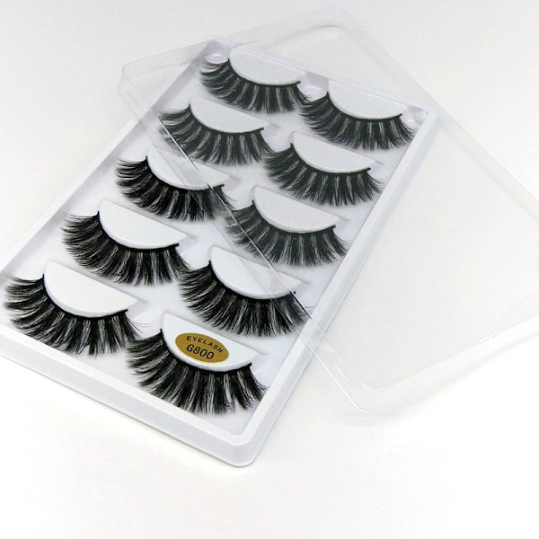 5 Par Lösögonfransar - 3D Faux Mink - G800 Svart