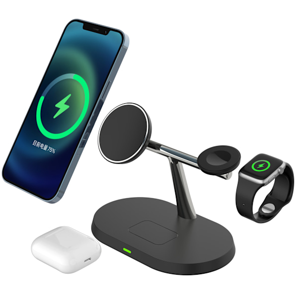 3-i-1 MagSafe Trådlös Laddare för iPhone / Apple Watch / AirPods