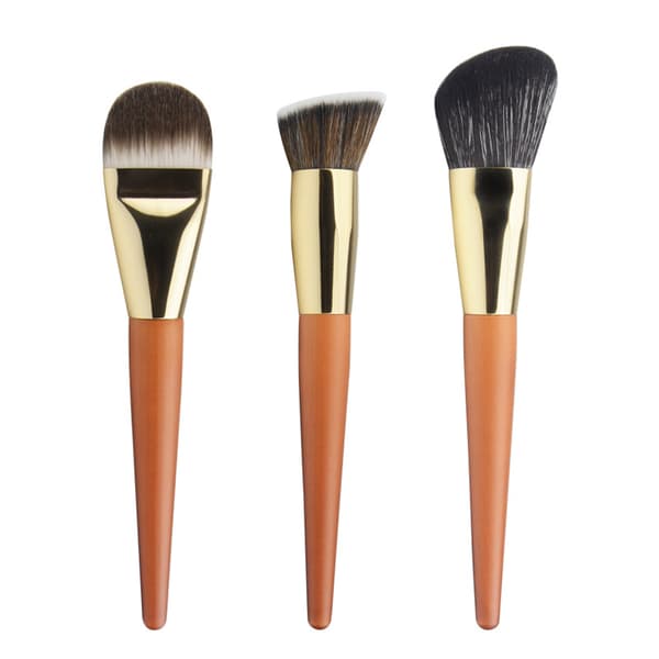 Sett med 3 Foundation-koster, flat concealer-kost, flytende foundation-kost, ultrafin for kvinner