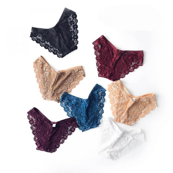 Sexiga underkläder för kvinnor Plus Size Hög midja Spets Trosor Damunderkläder-Blå-L
