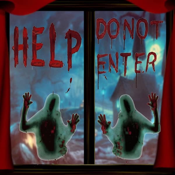 Halloween Haunted House Decoration Reusable DIY Bloody Text Wall Stickers 4 Pieces