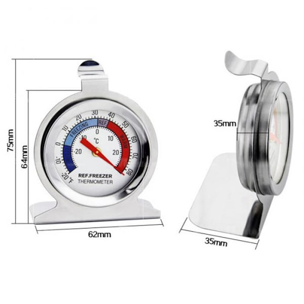 4-pack kylskåpsfrystermometer med stor urtavla (FQ)