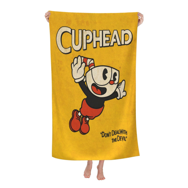 Cuphead Strandhåndklæde, Stort Mikrofiber Badehåndklæde