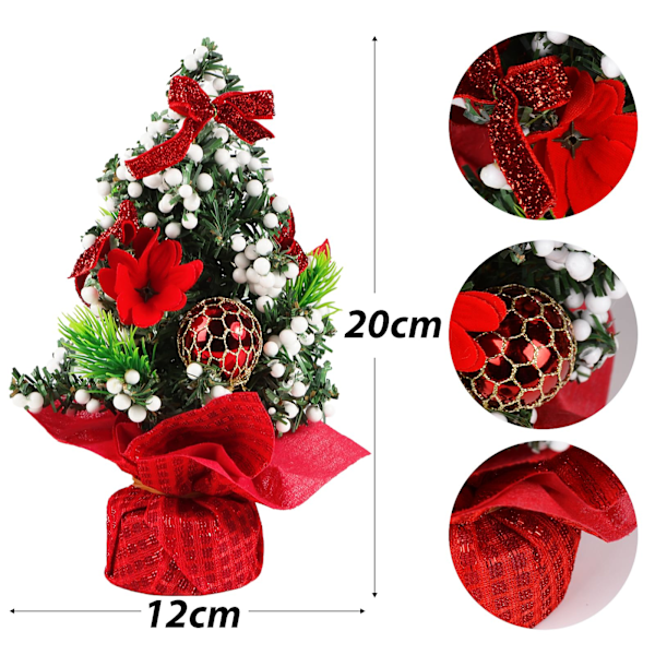 Paket med 3 små mini-julgranar, konstgjorda julgranar för bordsdekorationer