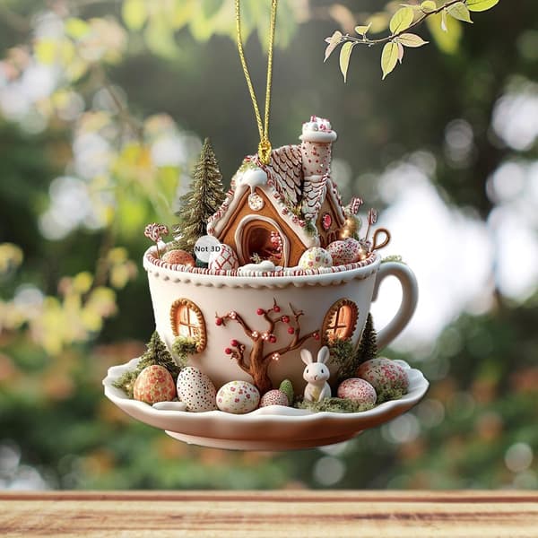Påsk Kaffemugg Set Med Kanindesign 5 Delar 8x8cm Heminredning