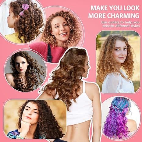 Multifunksjonelt svamphårkrøllsett, 31-delt varmeløst krøllsett med kammer for hjemme-DIY-styling Pink 31pcs Set 2