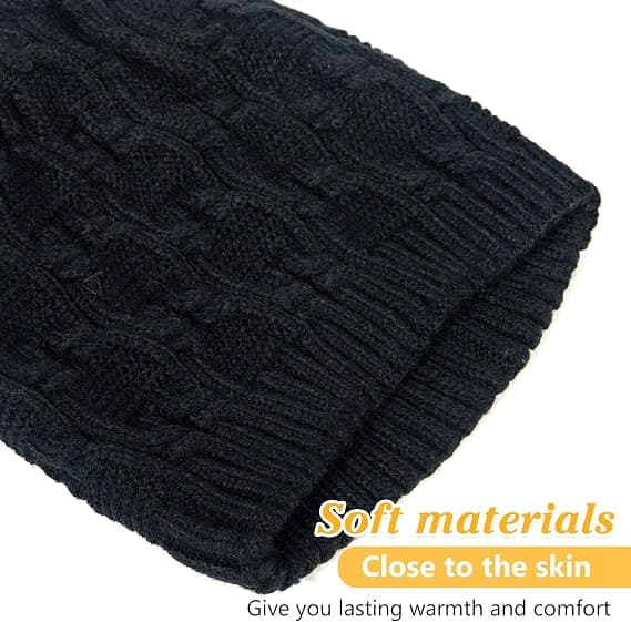 Varm Vintermössa för Kvinnor - 2-pack Mjuk Stretch Plyschmössa - Lösstickad Skidmössa - 30x24cm