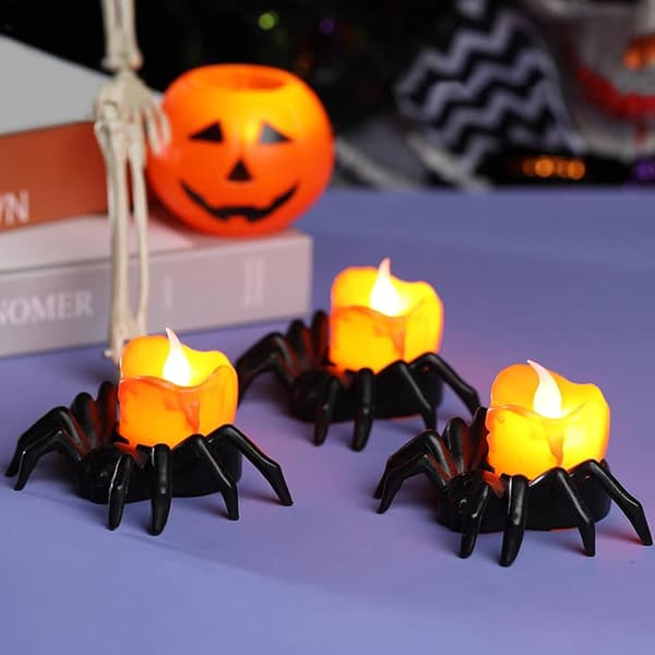 Halloween Edderkopp Lyslampe LED Elektronisk Lysende Atmosfære Dekor Prop Dekorasjon