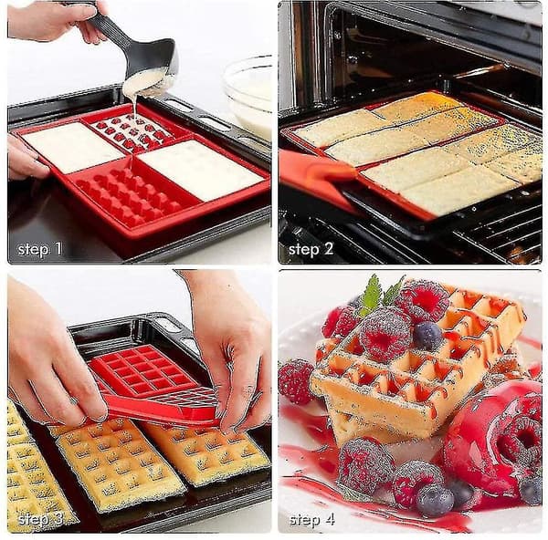 Vaffelform, 2-pakning silikon vaffelformer, non-stick silikonformsett