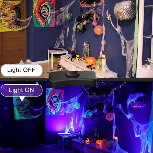 LED Black Light Bar til Glow Party, Sortlys med Stik & Kontakt, ft Område, Glow Light til Halloween, Fluorescerende Kropsmaling, Scenebelysning