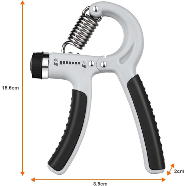 Handtränare, Handgrepp Handträning, Justerbar Grepptränare Underarmsträningsenhet Grepp (Grå Svart 5-60kg)