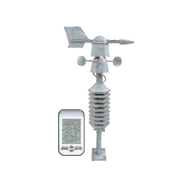 Trådløs anemometer med dobbelt montering, vindmåler LCD vejrstation ur vindhastighed retning kulde hjem
