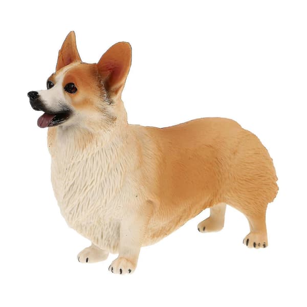 1 st Simulering Hundfigur Corgi Husdjurs Prydnad Statisk Solid Djurmodell Skrivbordsdekoration (Stående Corgi)-MXBC