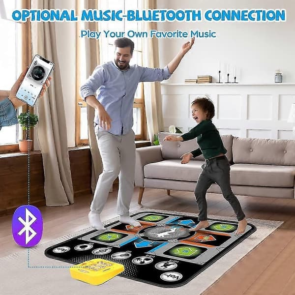 Dansematte, danseleke gave til barn jenter gutter 3-12 år, dansepute med trådløs Bluetooth, 9 utfordringsspillmoduser - Perfekt Black