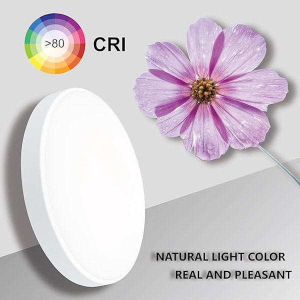 LED-kattovalaisin Ø30cm - 24W, 4000K, 2700lm, IP44 - Makuuhuoneeseen, kylpyhuoneeseen, olohuoneeseen, keittiöön - Valkoinen