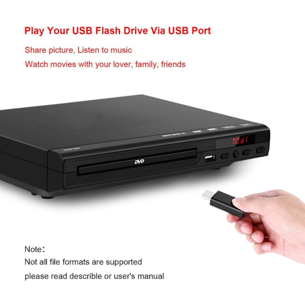 DVD-spelare för TV, Regionsfri DVD CD-spelare med AV-utgång Inbyggd / NTSC, USB-ingång, Fjärrkontroll