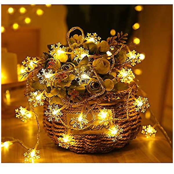 Joulukuusen valot, Lumihiutalevalot, 6m 40 LED Sisä- ja Ulkokäyttöön Jouluvalaistus, Juhlat, Joulukranssi, Joulukuusen Koristelu