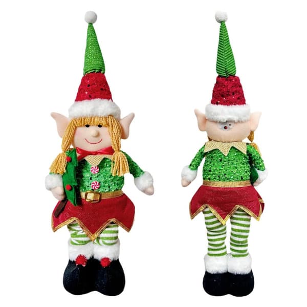 Julealvfigurdekorasjon med lys uttrekkbar stående positurpynt Retractable Light Elf Women's Model