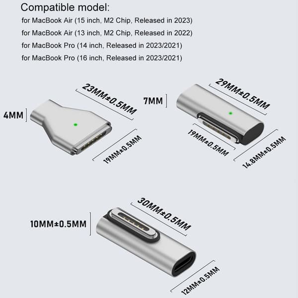 USB-C til MagSafe 3-konverter - magnetisk adapter Side Bend Side Bend