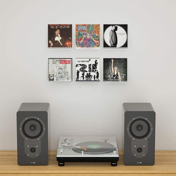 Transparent akryl vegg hylle - 2-pakning for vinylplater, manualer og bilder