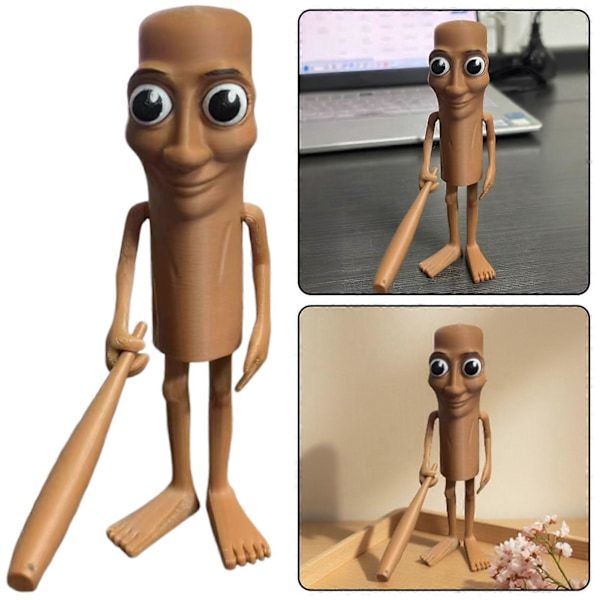 Kreativa Roliga 3D-Printade Figurer - Tung Tung Tung Sahur Skrivbordsdekor, Brainrot Tung Sahur Meme-Figur, Brainrot Samlarfigurer Present