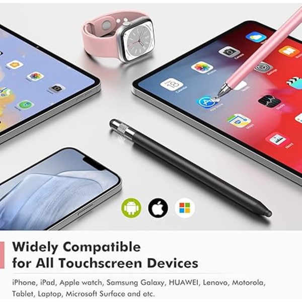 MEKO 3 i 1 Stylus Pennor för Pekskärmar, Hög Känslighet & Precision Kapacitiv Stylus för Apple iPad iPhone k-Svart/Roséguld)