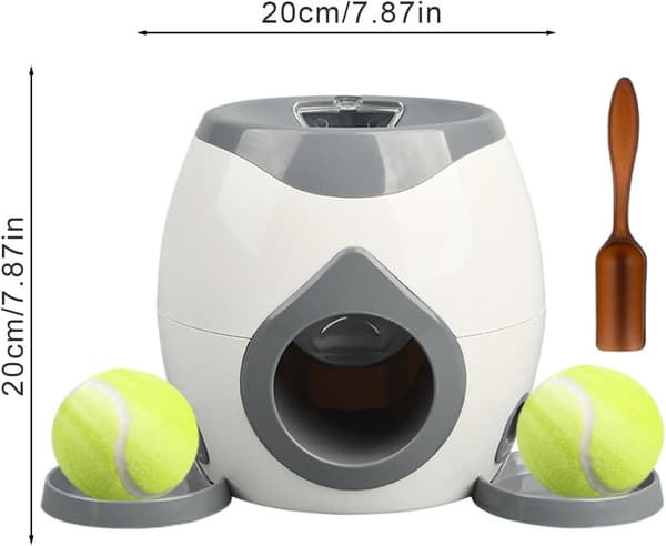 Automatisk boldkaster til hunde, hundeboldkaster med 2 tennisbolde til hundetræning, interaktivt indendørs og udendørs foderlegetøj