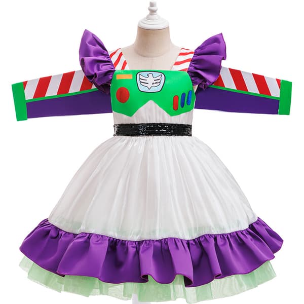 Buzz Lightyear-inspireret pigekjole til cosplay Børnekostume D1630 White 110cm