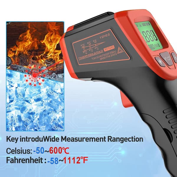 Lcd-laserpyrometer Ir Infraröd termometer Upp till 600c Temperaturmätning