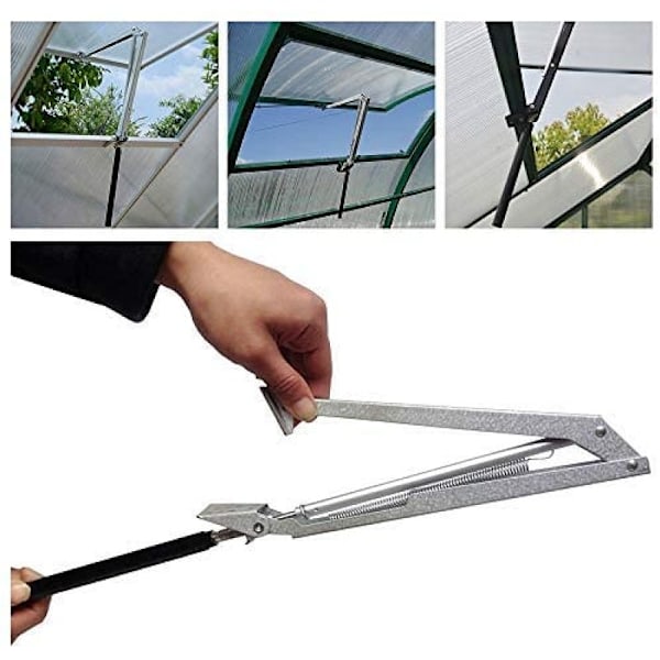 Automatisk fönsteröppnare med enkel fjäder för sommarstuga, växthus och taklucka, fönsteröppnare i galvaniserad aluminiumplåt