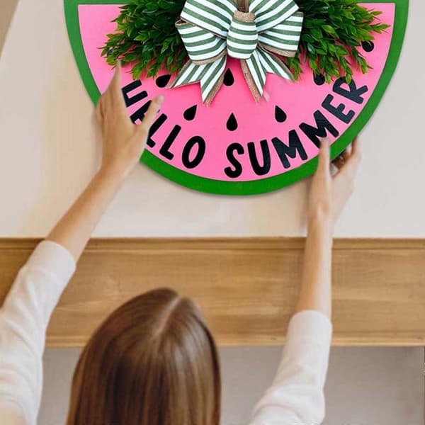 Sommar Välkommen Skylt Vattenmelon Formad Dörrhängande Dekoration