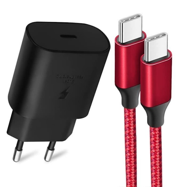 25W USB-C Snabbladdare + 1M Nylon USB-C Kabel för Samsung Galaxy S22 Ultra S22 S23+ S23 Ultra S21 FE S21 S20 S10 S9
