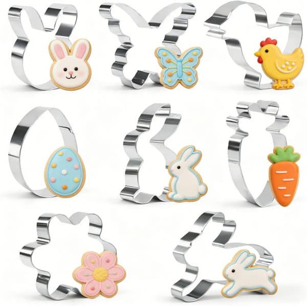 8-delt påskekakeutstikkersett - Kakeutstikker i rustfritt stål for baking og fondant 8pcs