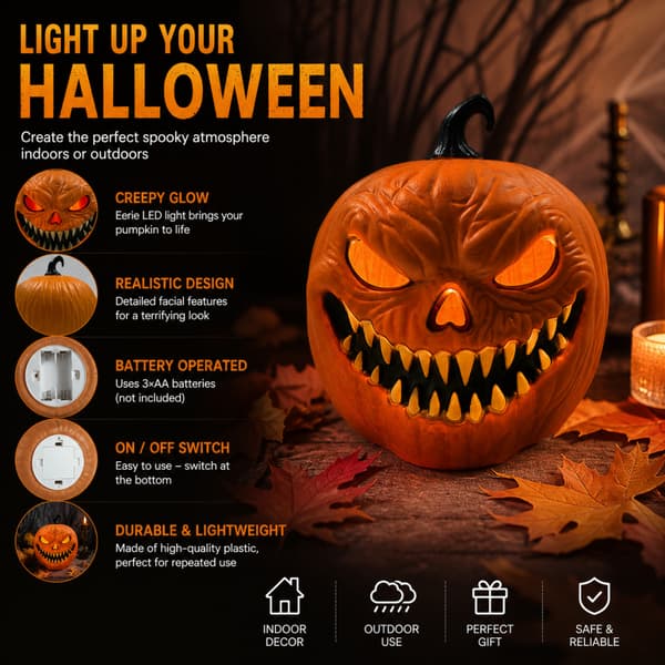 Lydaktiveret Lysende Halloween Græskar Dekoration, Spooky LED Rekvisit til Bar og Festscene Voice control