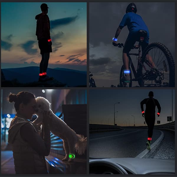 Reflekterande Löpararmband Justerbart LED-ljusband för Män Kvinnor Barn Hög Synlighet Nattjogging Promenadsäkerhetsutrustning Grön 2-pack
