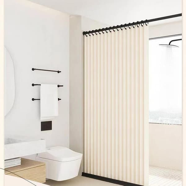 Vattentätt Vikbart Duschdraperi Robust Linne Duschdraperi Magnetremsa Stänksäker Snabbstängning Beige 150 x 200 cm