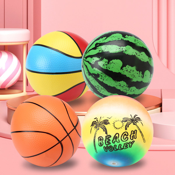 Suuri nahkapallo 21cm oranssi koripallo vanhempi-lapsi interaktiivinen kolmivärinen pallo ranta sateenkaaripallo vesimelonipallo Rainbow beach ball (random pattern)