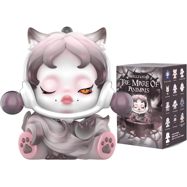 POPMART SKULLPANDA The Mare of Animals Serie Figurleker Blindbokser, samleleker, enkel boks (tilfeldig farge)
