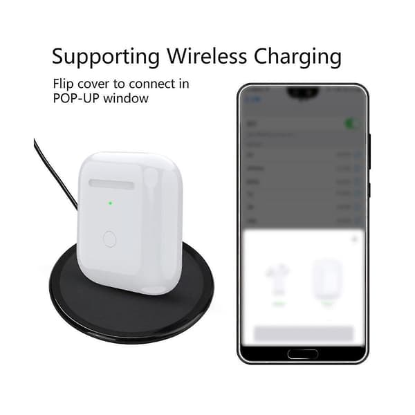 Trådlöst laddningsfodral för 1 2 laddningsfodral för Airpod 1/2 generation, stödjer Bluetooth-parning