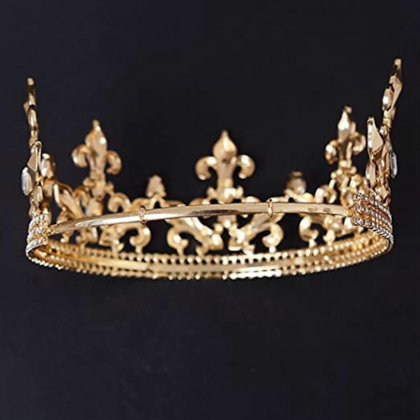 Gylden Kongekrone til Mænd Justerbar Imperial Medieval Fødselsdagskrone Prom Konger