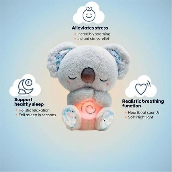 Soothing Koala Bear, Sleeping Otter, Anxiety Relief Koala, Portable Plush Toy with Music, Light and Rhythmic Breathing Exercise, Christmas Gift