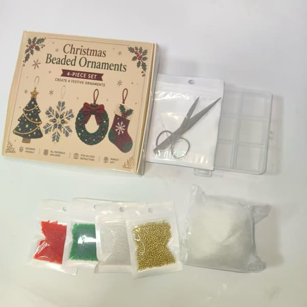 Bærbart juleperlepynt DIY-sett, håndlagde hengende dekorasjoner til tre og hjem