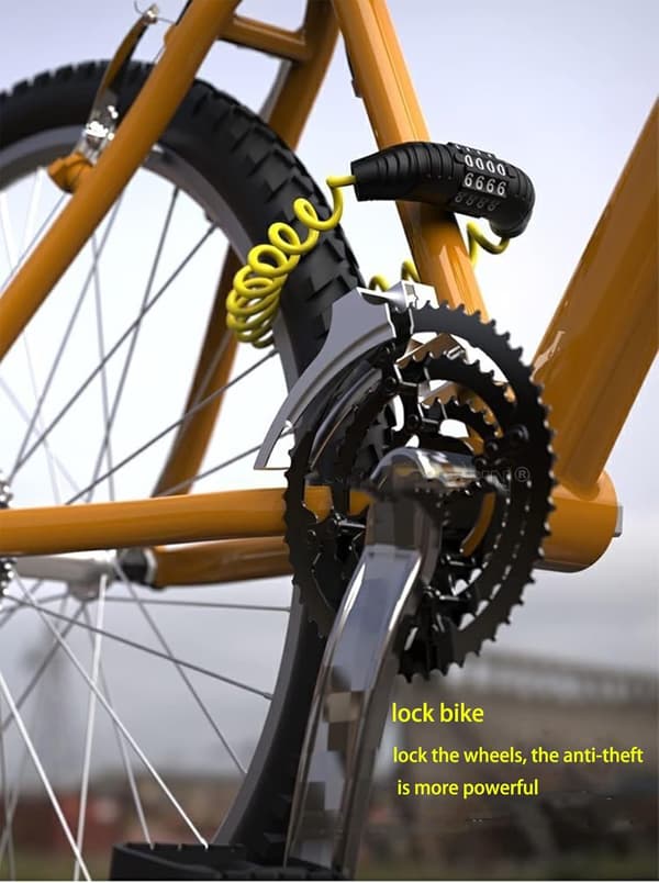 2 stk. hjelmlås kabel lås letvægts kombinationslås med 3-cifret kode 150 cm lang sort