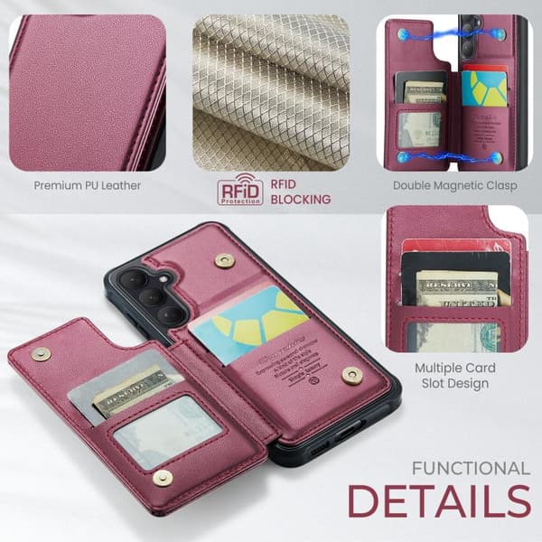 Samsung Galaxy S26 5G Case with Card Slot RFID Protection Röd