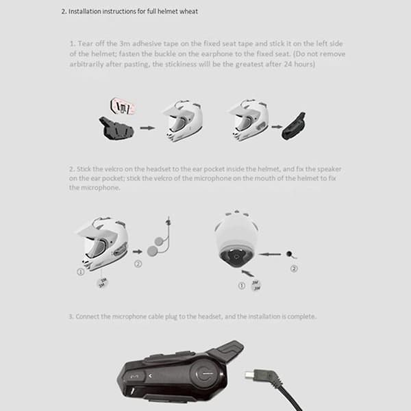 Motorsykkel Bluetooth Hjelm Intercom Universal Interphone Headset Med Støyreduksjon For Halvhjelm