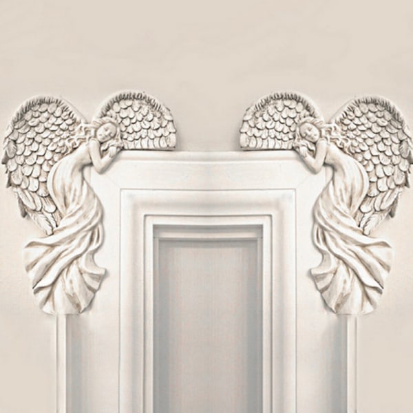 Dørkarm Engel Dekorations Statuer Ornamenter Vinger Engel Resin Håndværk Left