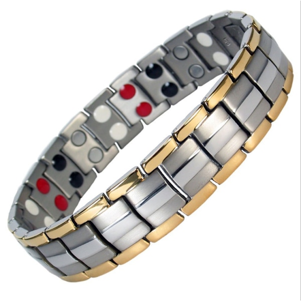 Magnetiske armbånd i titan stål for menn, 4 elementer dobbel rad F
